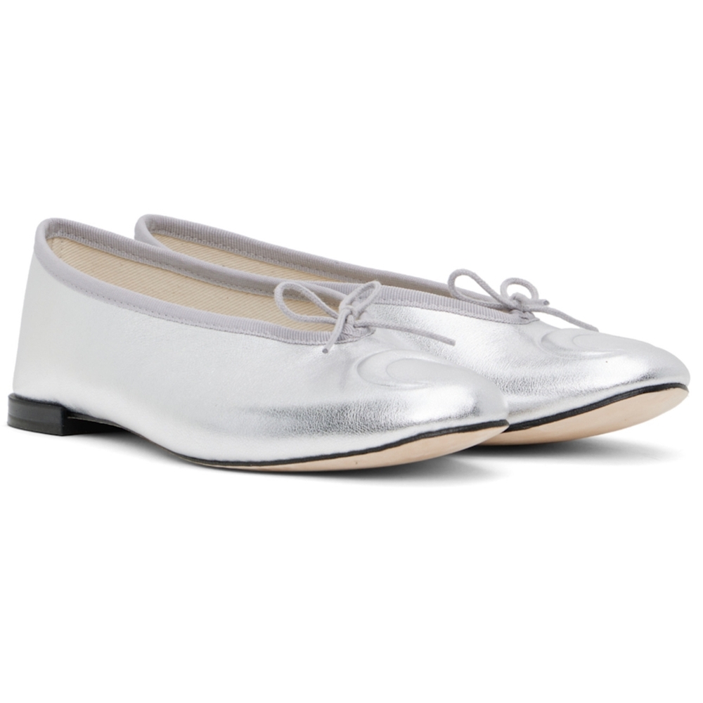 Marine Serre Silver Ballet Flats